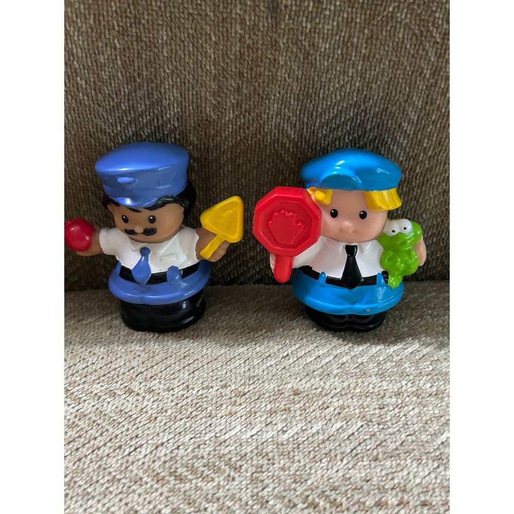 Fisher Price Little People Police Officer & Crossing Guard Figures Lot 2005 2009